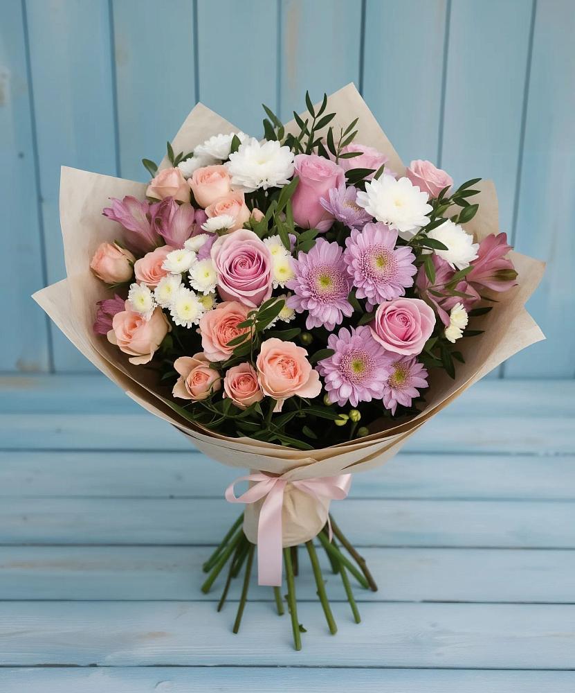 Букет цветов из: Хризантемы, Розы и Альстромерии в Глаголево