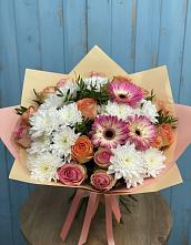 Букет цветов из:  Розы, Герберы и Хризантемы в Глаголево