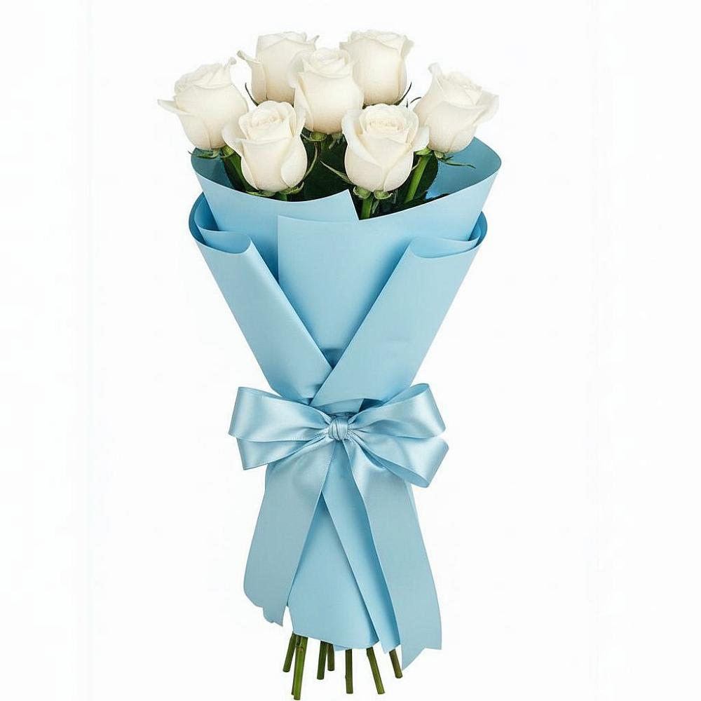 Букет 7 белых роз Проуд в Глаголево
