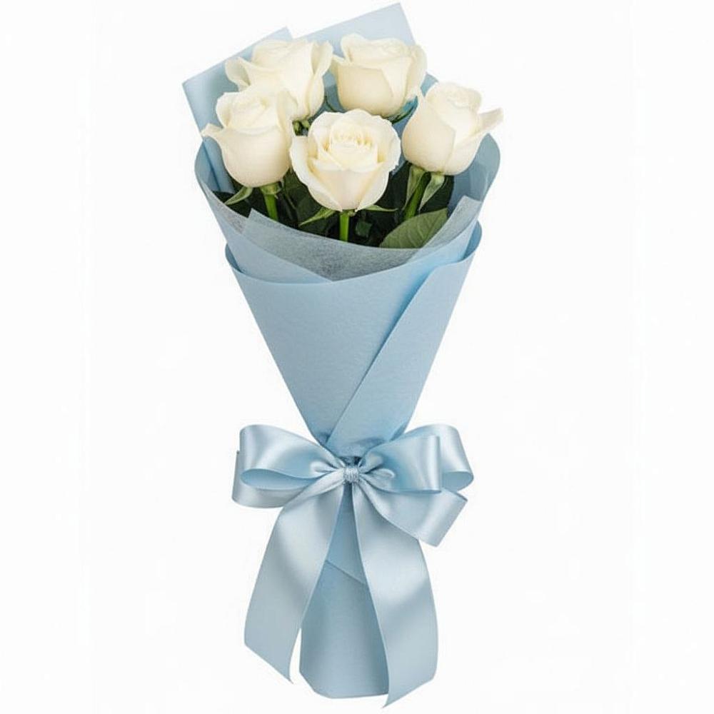 Букет 5 Белых роз Проуд в Глаголево