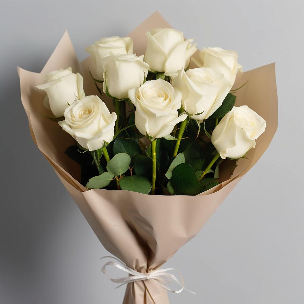 Букет 9 Белых роз Эдлесс Лав в Глаголево
