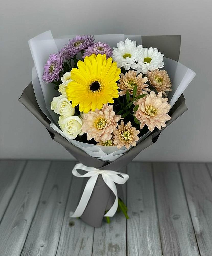 Букет цветов из: Розы, Герберы и Хризантемы в Глаголево