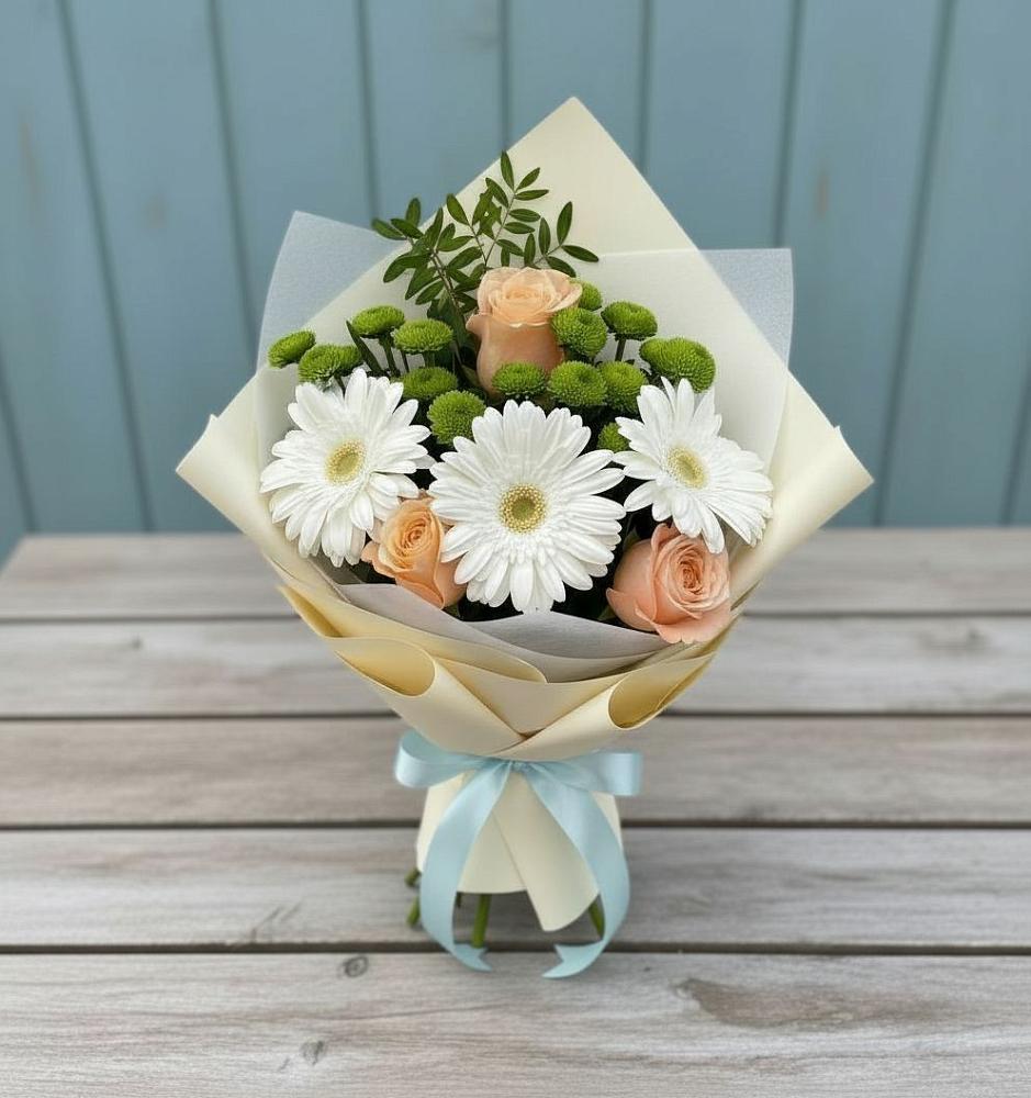 Букет цветов из: Герберы, Розы и Хризантемы в Глаголево