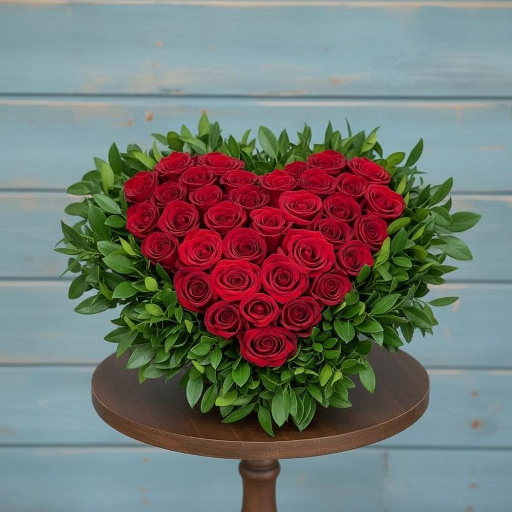 Цветочная композиция из Розы в виде сердца в Глаголево