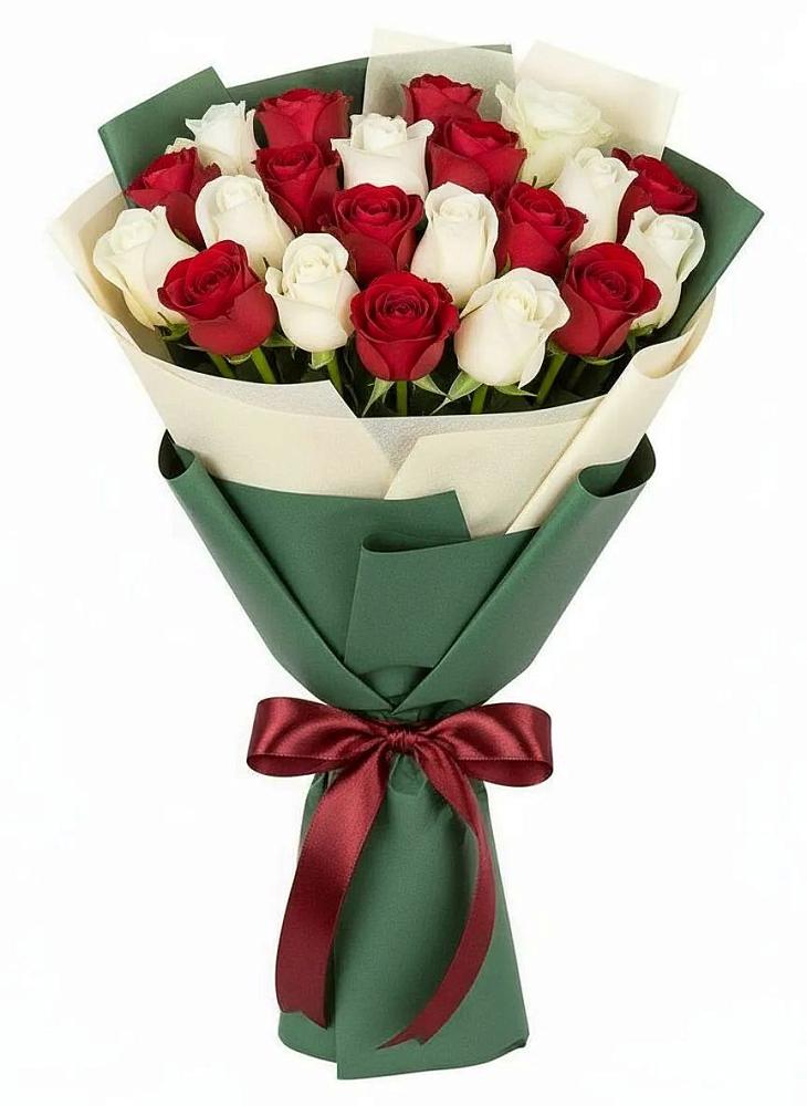 Букет Микс из красных и белых роз в Глаголево