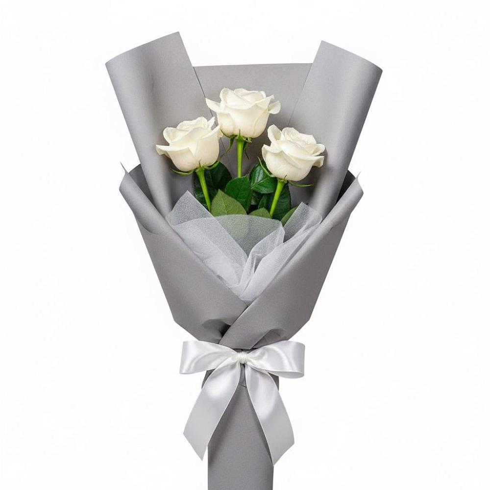Букет 3 белые розы в Глаголево