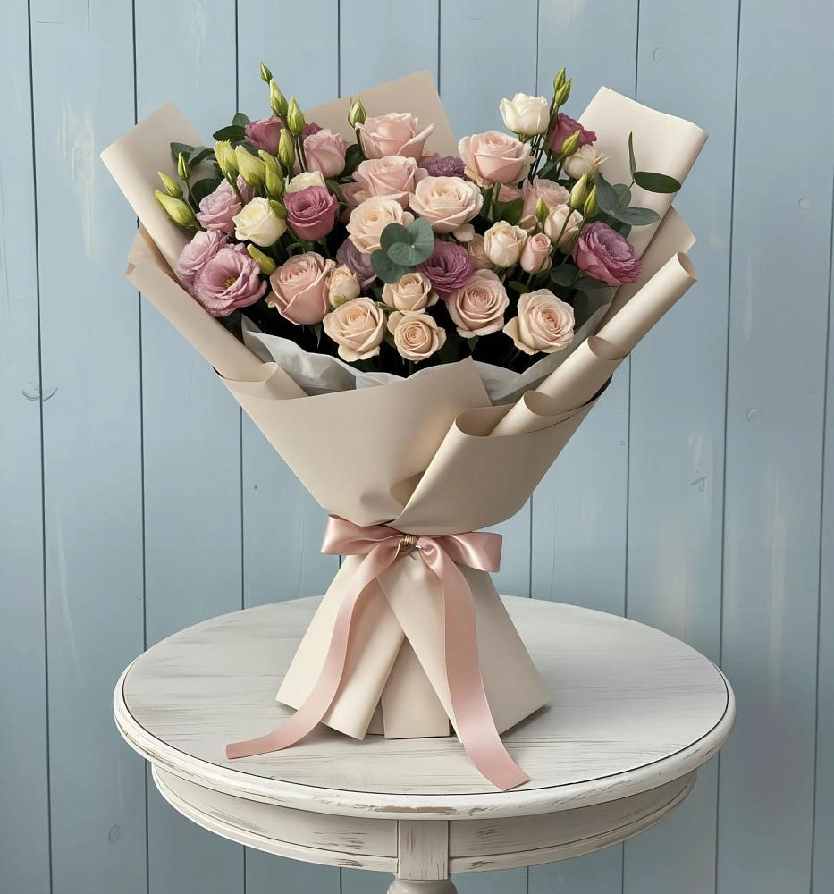 Букет цветов из: Розы и Лизиантусы в Глаголево