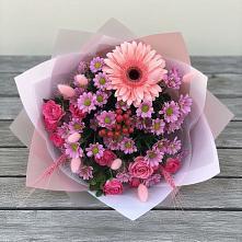 Букет цветов из:  Розы, Герберы и Хризантемы в Глаголево
