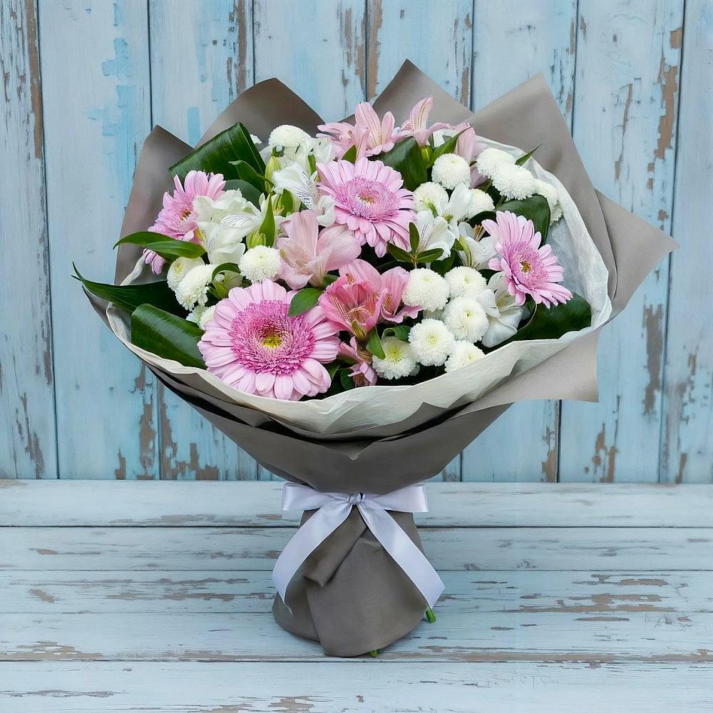 Букет цветов из: Герберы, Альстромерии и Хризантемы в Глаголево