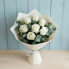 Букет Белые розы в Эвкалипте в Глаголево