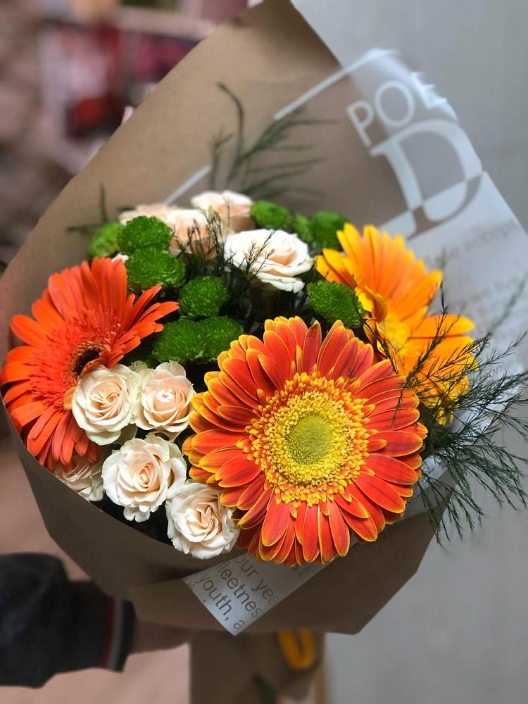 Букет цветов из: Герберы, Хризантемы и Розы в Глаголево